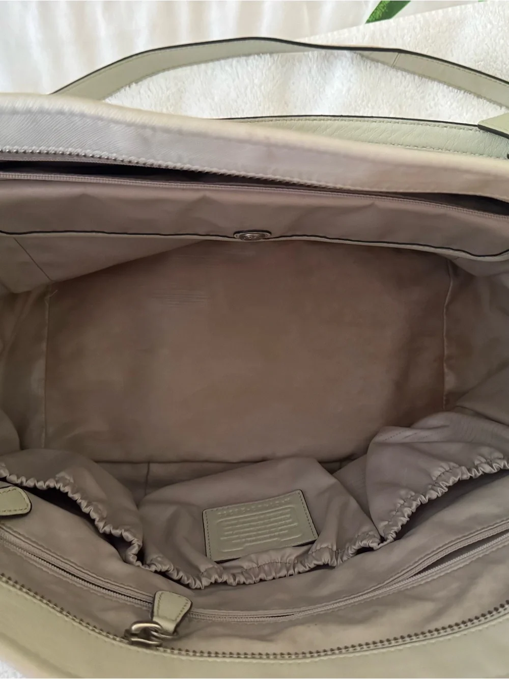 Coach Diaper Bag in Saffiano Leather. Includes changing mat and dust bag